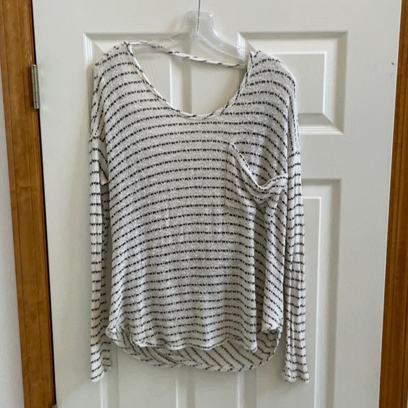 Free People “We The Free” Angel Island Stripe Hacci Sweater Ivory Black - Small - Picture 1 of 16